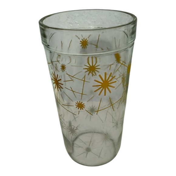 MCM 50s Vintage Atomic White And Yellow Starburst Glass - Picture 1 of 9